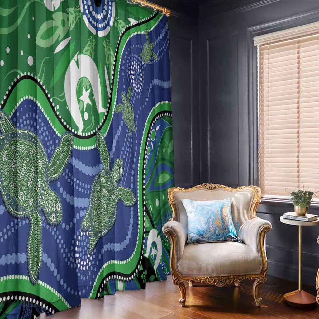 Torres Strait Islands Window Curtain Dhari Turtles Sea Animal Aboriginal Dot Art