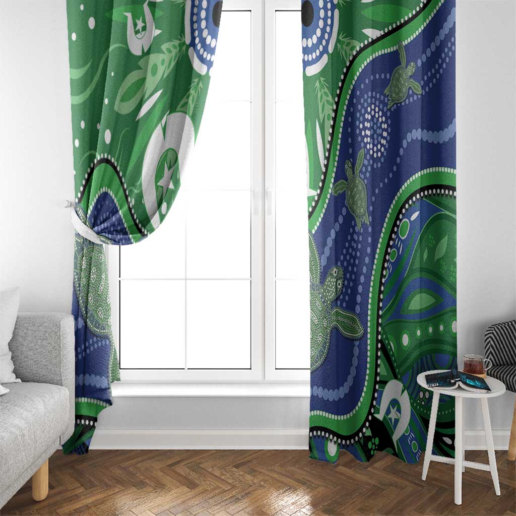 Torres Strait Islands Window Curtain Dhari Turtles Sea Animal Aboriginal Dot Art
