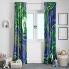 Torres Strait Islands Window Curtain Dhari Turtles Sea Animal Aboriginal Dot Art