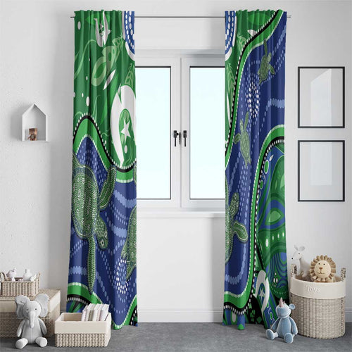 Torres Strait Islands Window Curtain Dhari Turtles Sea Animal Aboriginal Dot Art