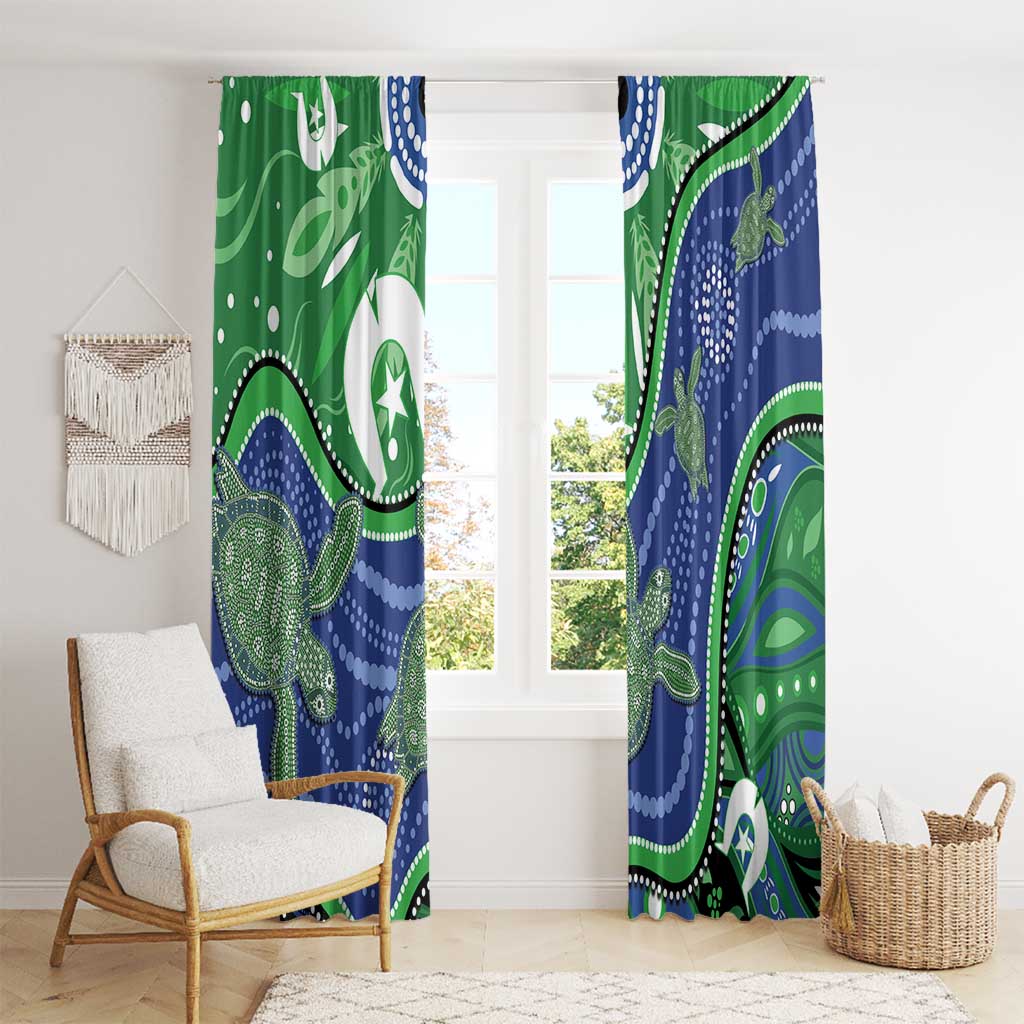 Torres Strait Islands Window Curtain Dhari Turtles Sea Animal Aboriginal Dot Art