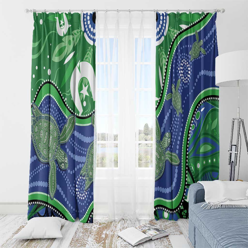 Torres Strait Islands Window Curtain Dhari Turtles Sea Animal Aboriginal Dot Art