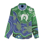 Torres Strait Islands Women Casual Shirt Dhari Turtles Sea Animal Aboriginal Dot Art