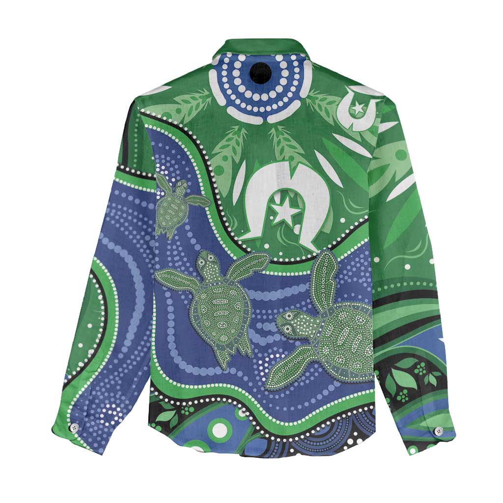 Torres Strait Islands Women Casual Shirt Dhari Turtles Sea Animal Aboriginal Dot Art