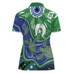 Torres Strait Islands Women Polo Shirt Dhari Turtles Sea Animal Aboriginal Dot Art