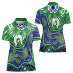 Torres Strait Islands Women Polo Shirt Dhari Turtles Sea Animal Aboriginal Dot Art