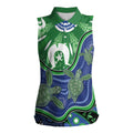 Torres Strait Islands Women Sleeveless Polo Shirt Dhari Turtles Sea Animal Aboriginal Dot Art
