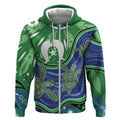Torres Strait Islands Zip Hoodie Dhari Turtles Sea Animal Aboriginal Dot Art