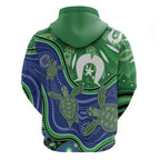 Torres Strait Islands Zip Hoodie Dhari Turtles Sea Animal Aboriginal Dot Art
