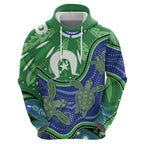 Torres Strait Islands Zip Hoodie Dhari Turtles Sea Animal Aboriginal Dot Art