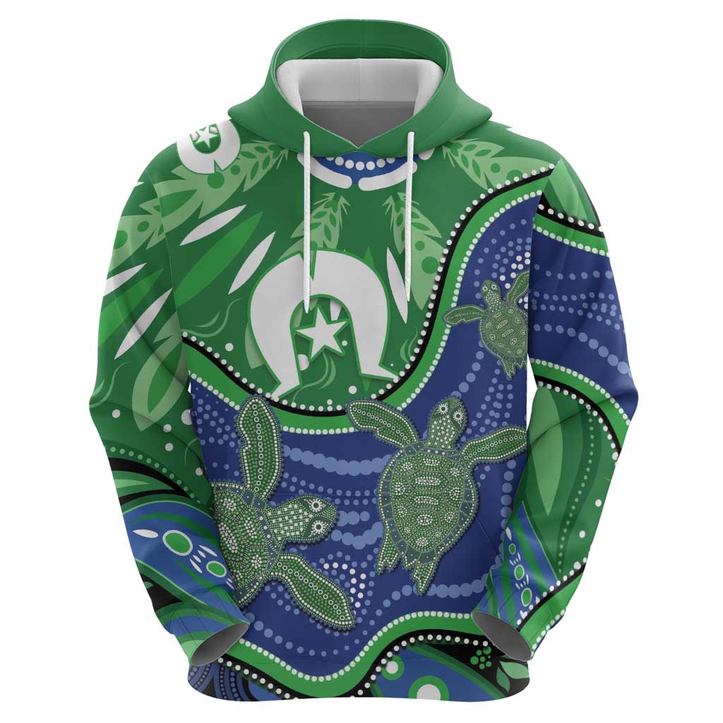 Torres Strait Islands Zip Hoodie Dhari Turtles Sea Animal Aboriginal Dot Art