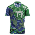 Torres Strait Islands Zipper Polo Shirt Dhari Turtles Sea Animal Aboriginal Dot Art