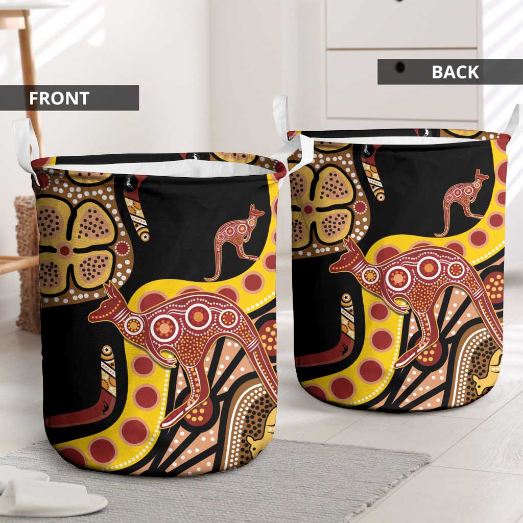 Kangaroo Australia Laundry Basket Aussie Aboriginal Dot Art