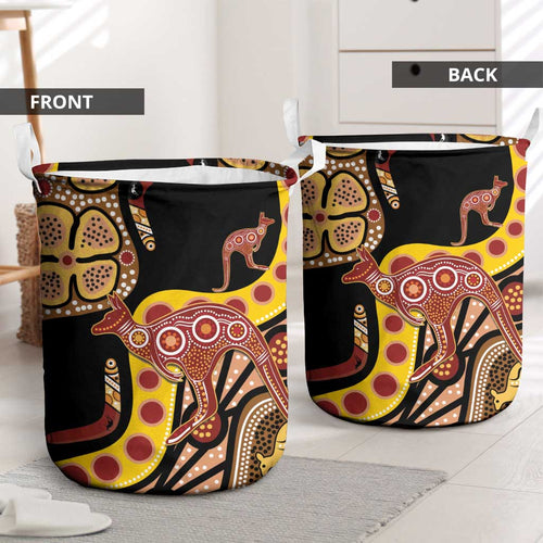 Kangaroo Australia Laundry Basket Aussie Aboriginal Dot Art