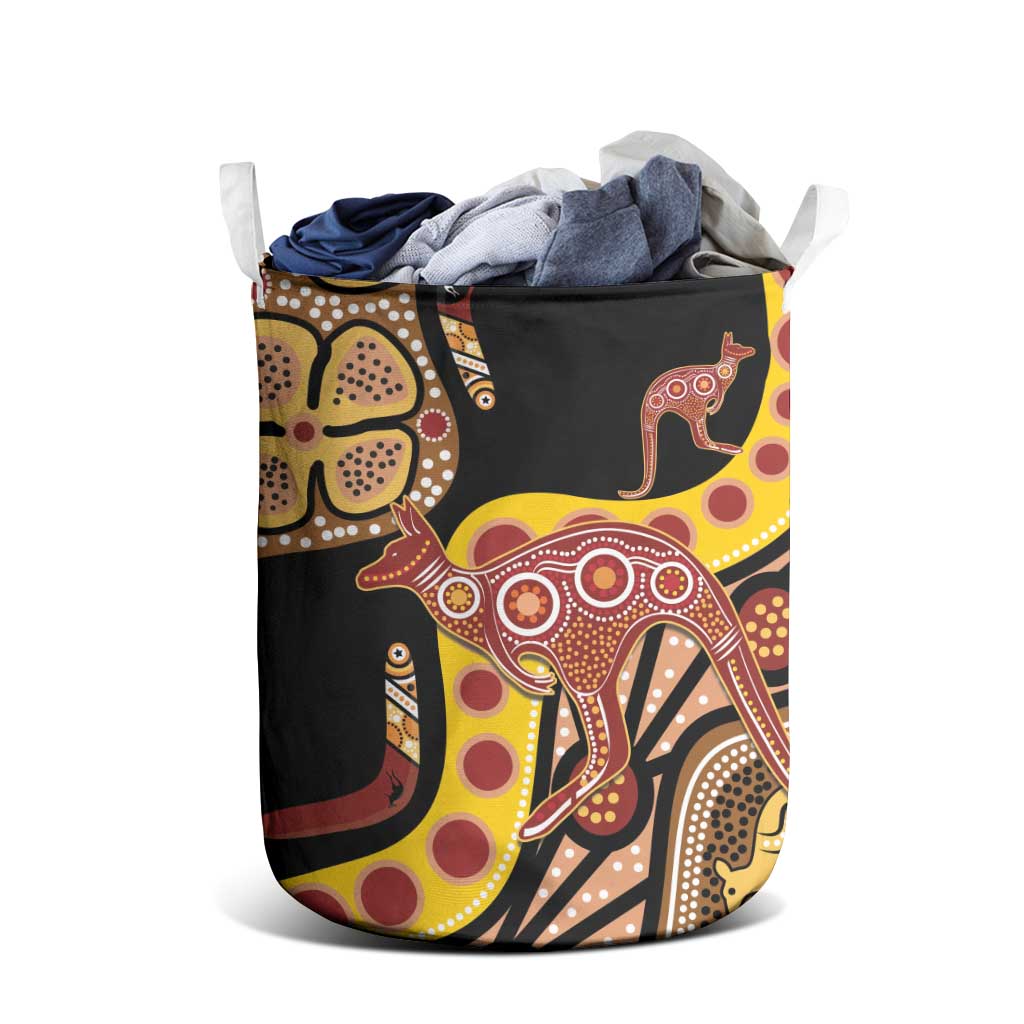 Kangaroo Australia Laundry Basket Aussie Aboriginal Dot Art