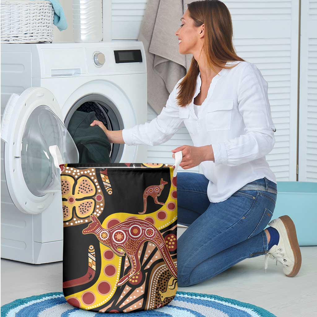 Kangaroo Australia Laundry Basket Aussie Aboriginal Dot Art