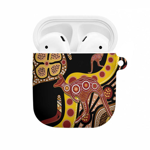 Kangaroo Australia AirPods Case Aussie Aboriginal Dot Art