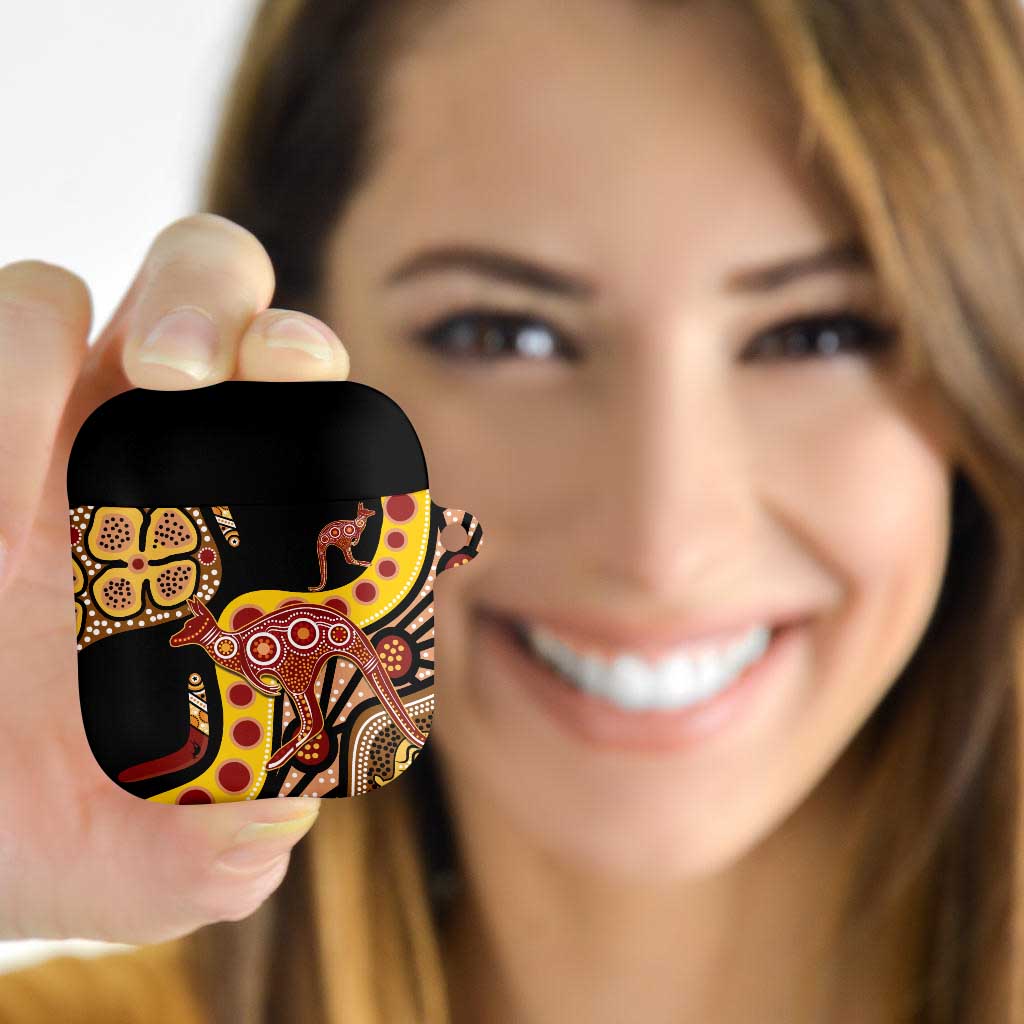 Kangaroo Australia AirPods Case Aussie Aboriginal Dot Art