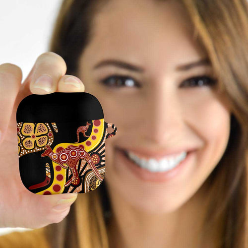 Kangaroo Australia AirPods Case Aussie Aboriginal Dot Art