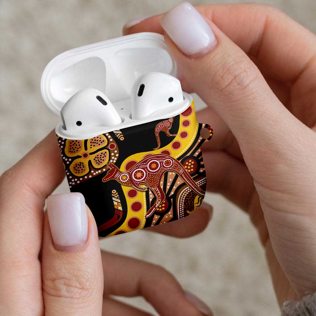 Kangaroo Australia AirPods Case Aussie Aboriginal Dot Art