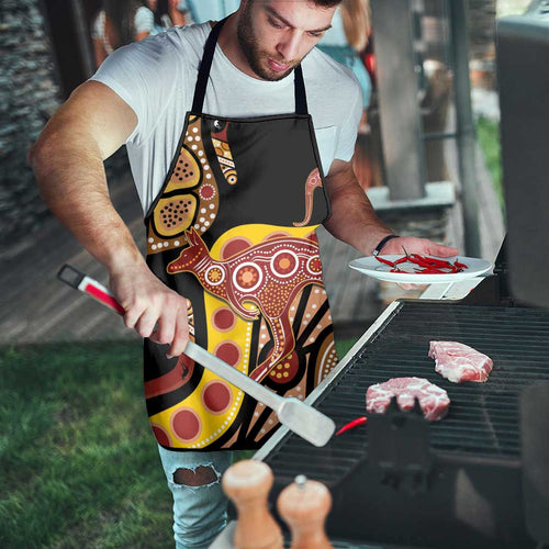 Kangaroo Australia Apron Aussie Aboriginal Dot Art