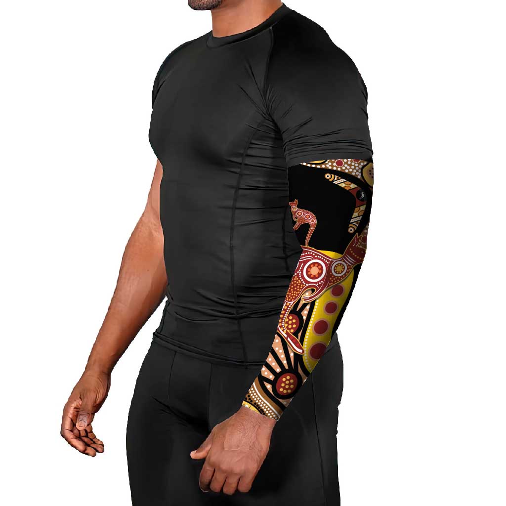 Kangaroo Australia Arm Sleeves Aussie Aboriginal Dot Art