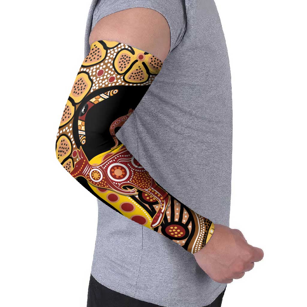 Kangaroo Australia Arm Sleeves Aussie Aboriginal Dot Art