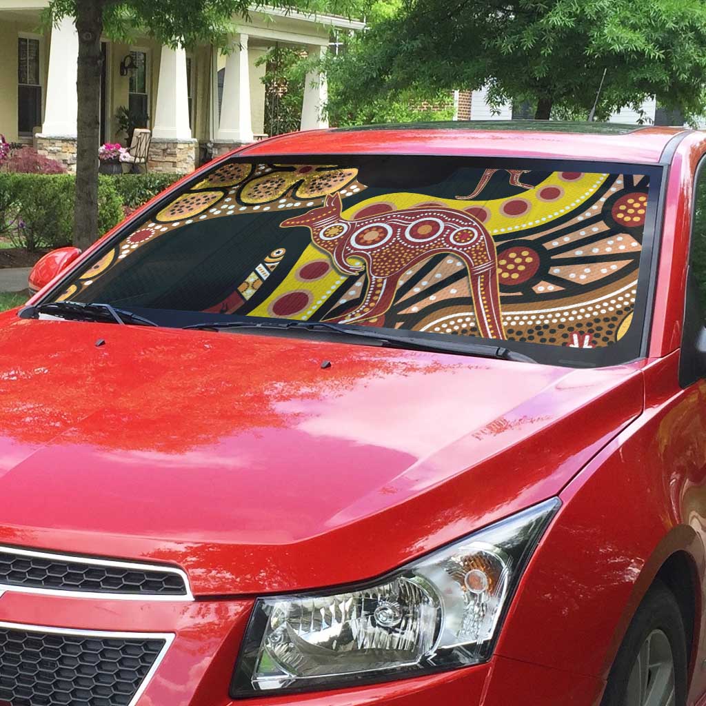 Kangaroo Australia Auto Sun Shade Aussie Aboriginal Dot Art