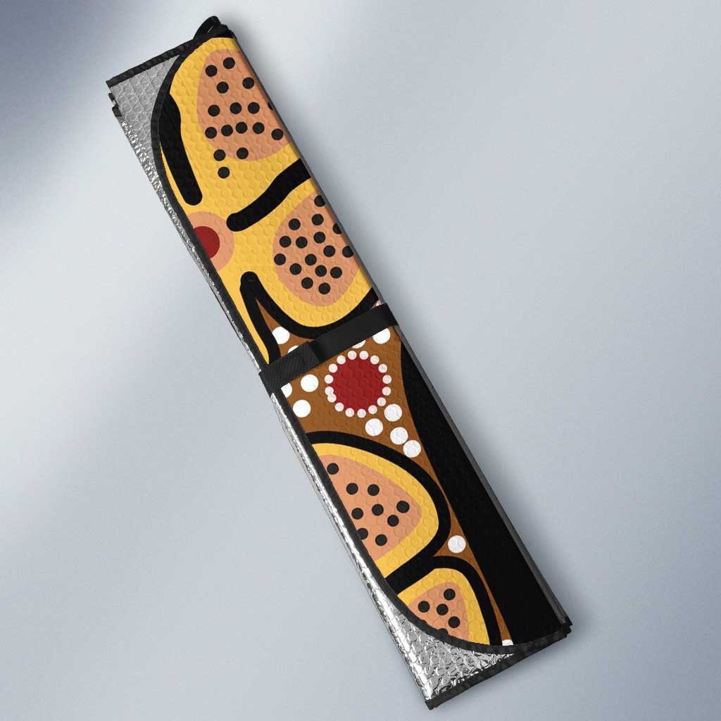 Kangaroo Australia Auto Sun Shade Aussie Aboriginal Dot Art