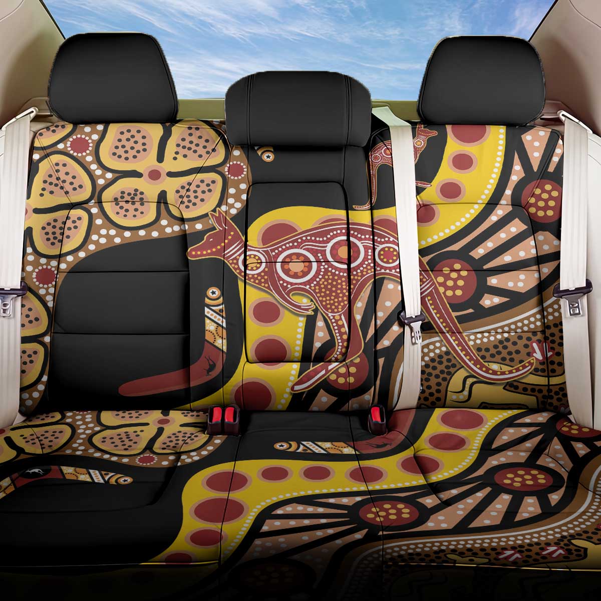 Kangaroo Australia Back Car Seat Cover Aussie Aboriginal Dot Art