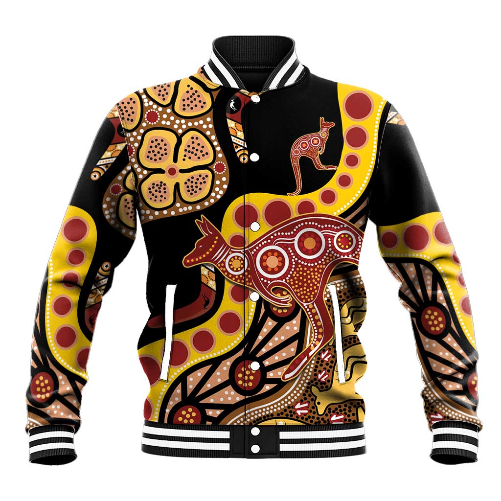 Kangaroo Australia Baseball Jacket Aussie Aboriginal Dot Art