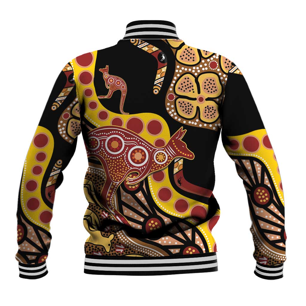 Kangaroo Australia Baseball Jacket Aussie Aboriginal Dot Art