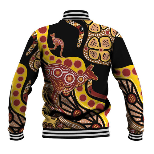 Kangaroo Australia Baseball Jacket Aussie Aboriginal Dot Art