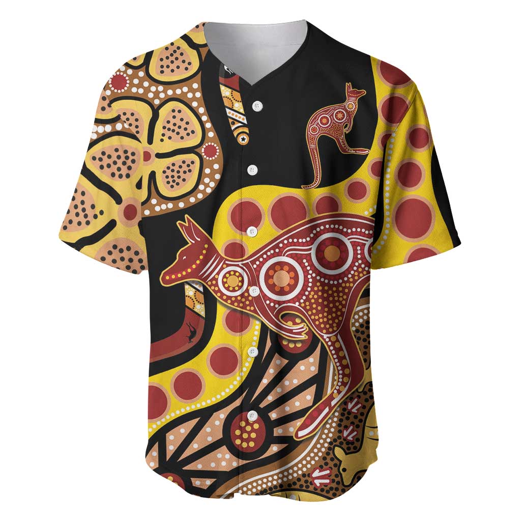 Kangaroo Australia Baseball Jersey Aussie Aboriginal Dot Art