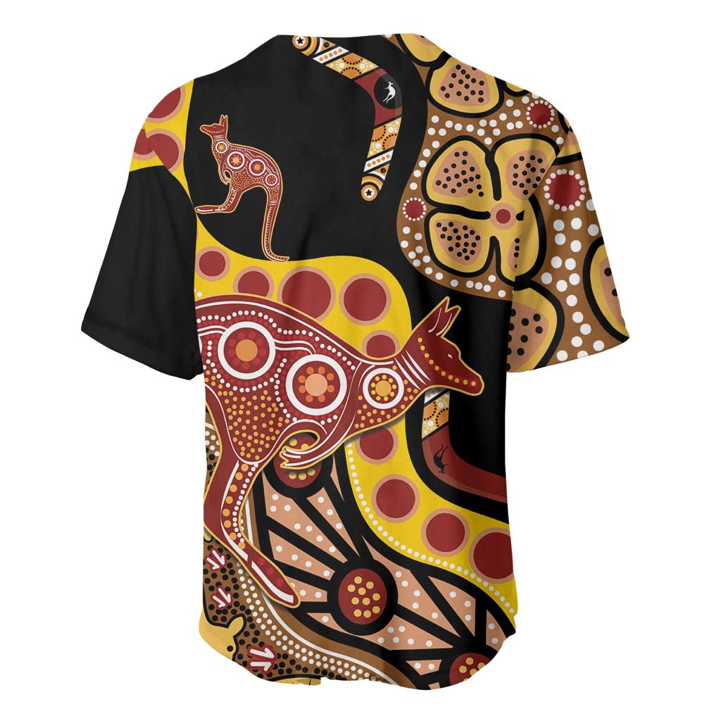 Kangaroo Australia Baseball Jersey Aussie Aboriginal Dot Art