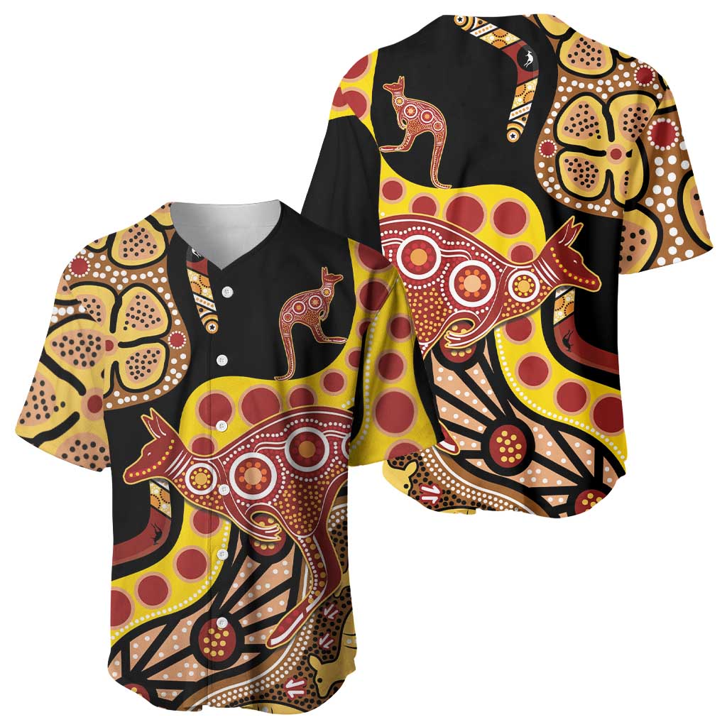 Kangaroo Australia Baseball Jersey Aussie Aboriginal Dot Art