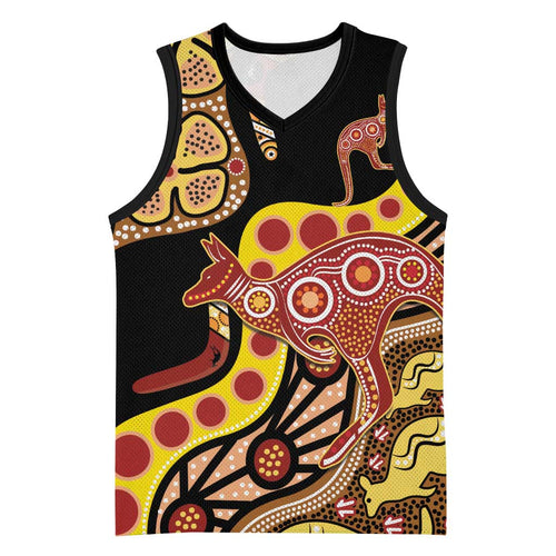 Kangaroo Australia Basketball Jersey Aussie Aboriginal Dot Art