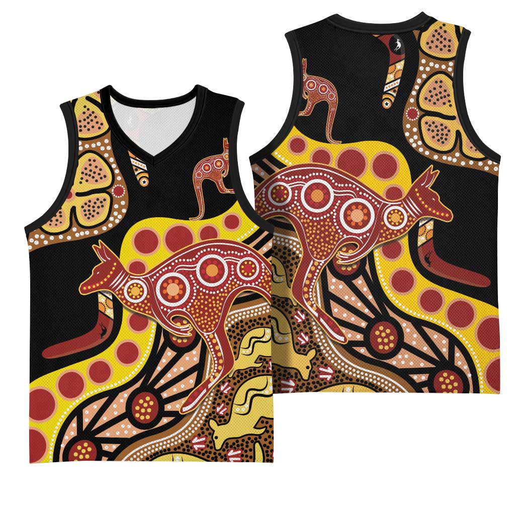 Kangaroo Australia Basketball Jersey Aussie Aboriginal Dot Art