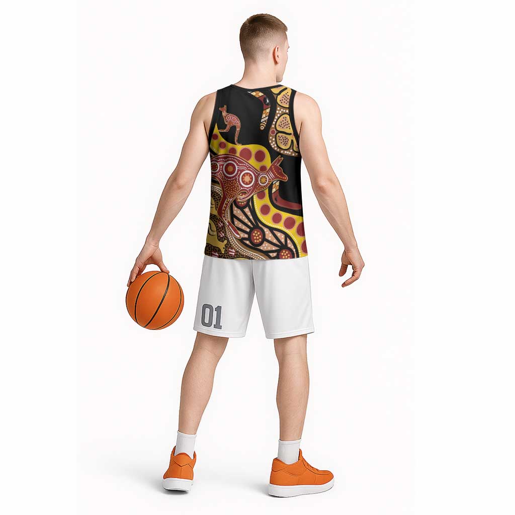 Kangaroo Australia Basketball Jersey Aussie Aboriginal Dot Art