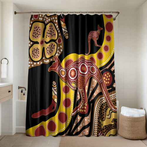 Kangaroo Australia Bathroom Set Aussie Aboriginal Dot Art