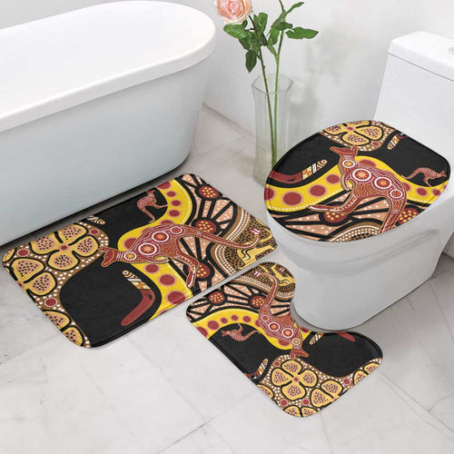 Kangaroo Australia Bathroom Set Aussie Aboriginal Dot Art