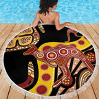 Kangaroo Australia Beach Blanket Aussie Aboriginal Dot Art