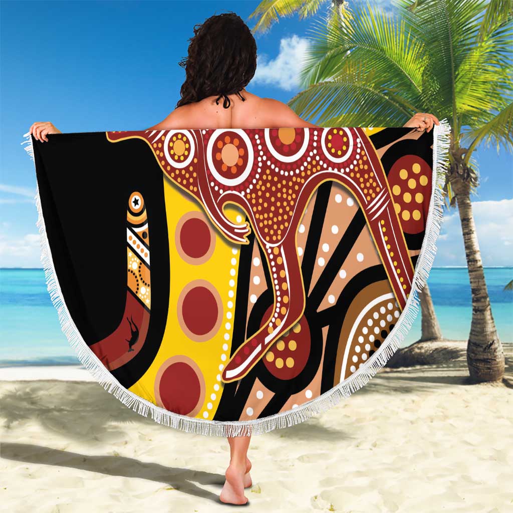 Kangaroo Australia Beach Blanket Aussie Aboriginal Dot Art