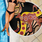 Kangaroo Australia Beach Blanket Aussie Aboriginal Dot Art