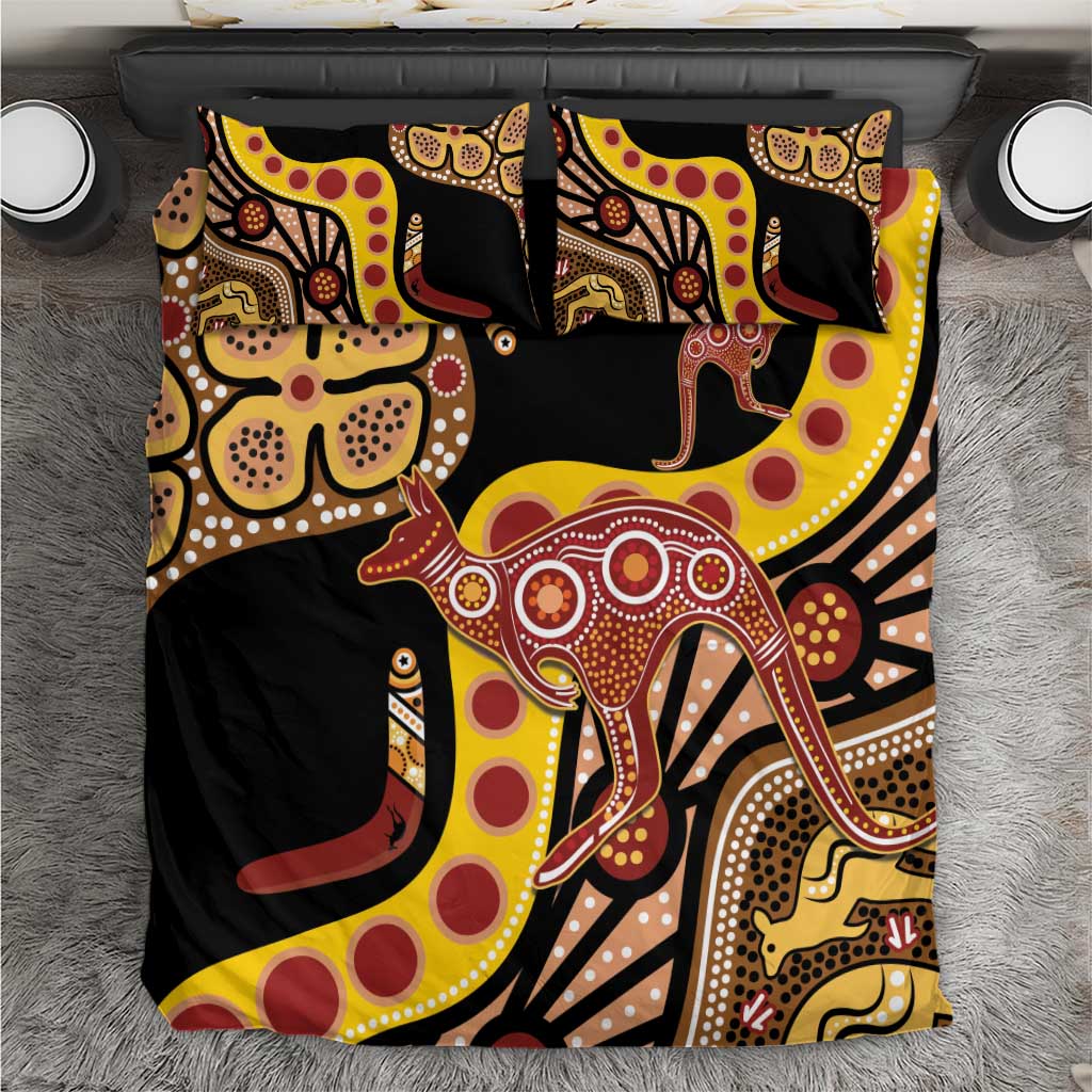 Kangaroo Australia Bedding Set Aussie Aboriginal Dot Art