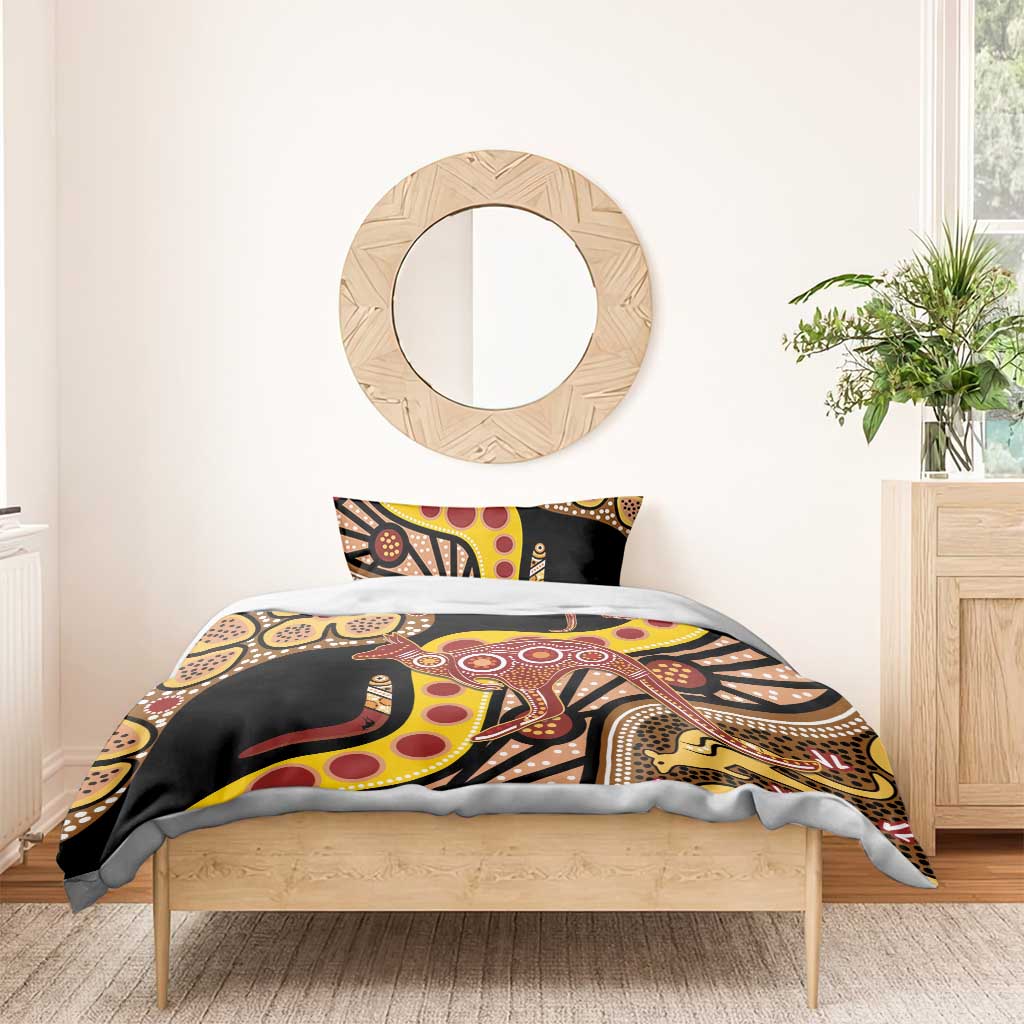 Kangaroo Australia Bedding Set Aussie Aboriginal Dot Art