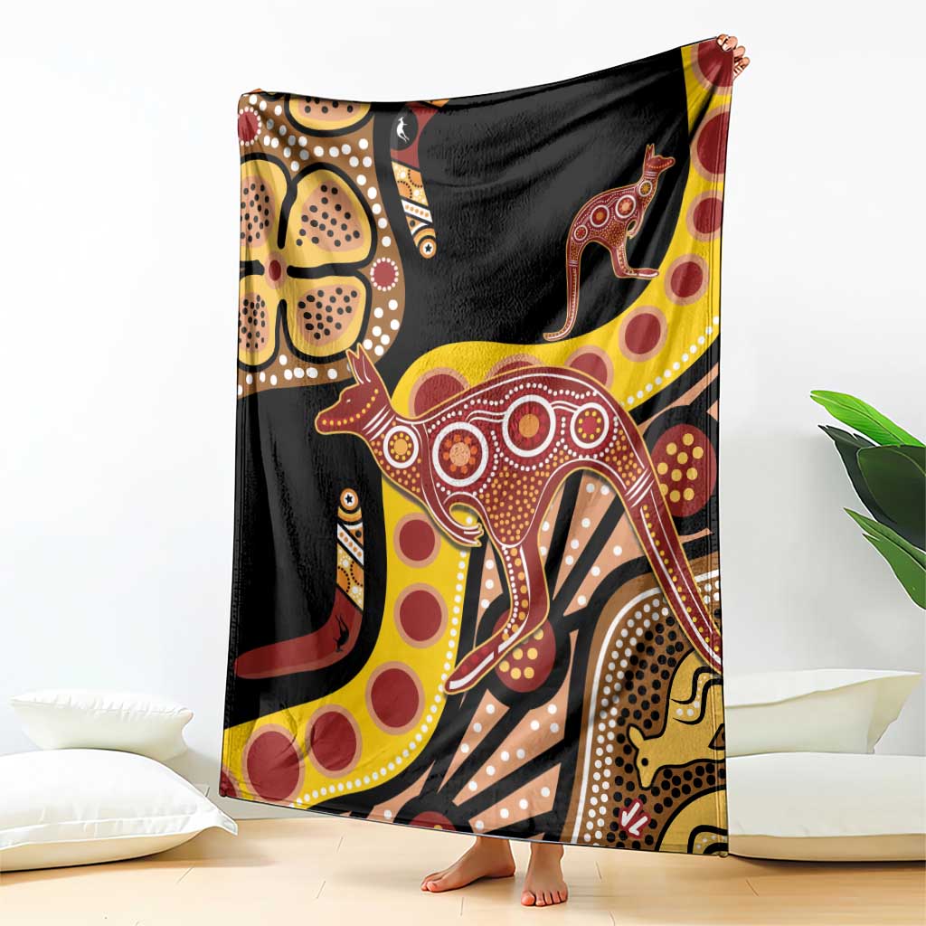 Kangaroo Australia Blanket Aussie Aboriginal Dot Art