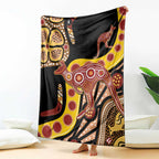Kangaroo Australia Blanket Aussie Aboriginal Dot Art