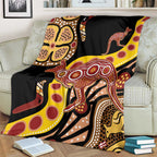 Kangaroo Australia Blanket Aussie Aboriginal Dot Art