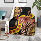 Kangaroo Australia Blanket Aussie Aboriginal Dot Art